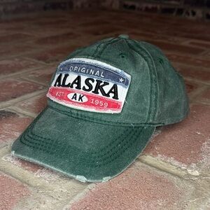 Distressed Original Alaska AK EST. 1959 Distressed Forrest Green Adjustable Cap